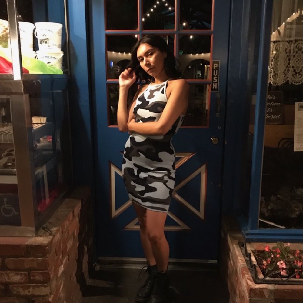 Blue army girl pencil dress